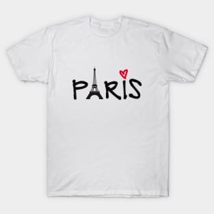 Paris with Eiffel tower and red heart T-Shirt